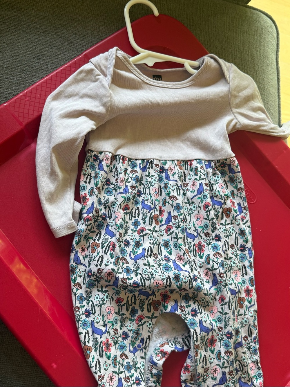 Tea Collection Cream and Multi Floral Print One-Piece
